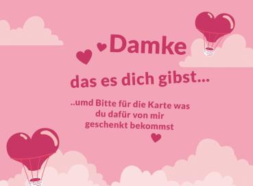 Grußkarte Liebe "Damke das es dich gibts" gefalzt auf DIN A6 quer Format: 296 x 105