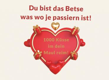 Grußkarte Liebe "Du bist das Betse was wo je passiern ist!"  gefalzt auf DIN A6 quer Format: 296 x 105