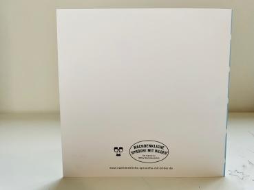 Grußkarte "Geburtstag - Maul rein"  gefalzt auf Quadrat 14,8 cm x 14,8 cm