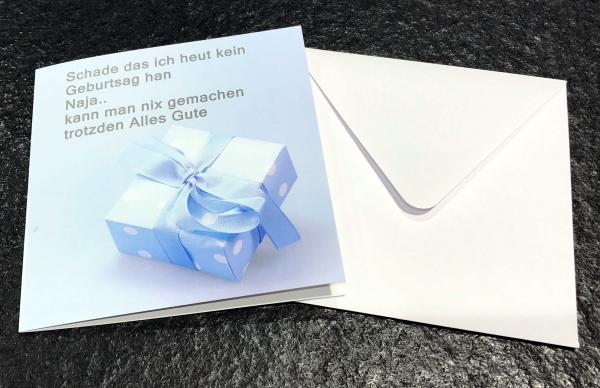 Grußkarte "Geburtstag", gefalzt auf Quadrat 14,8 cm x 14,8 cm  + Briefumschlag