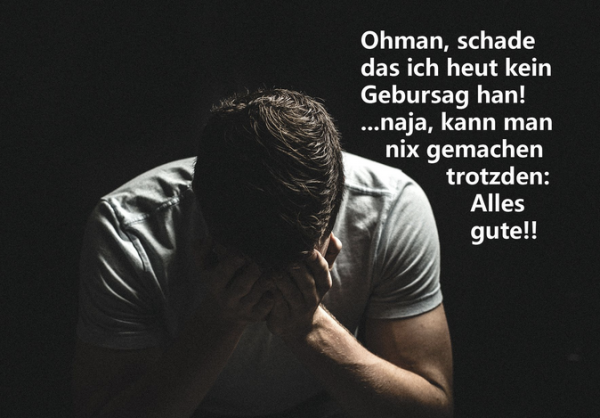 Grußkarte "Geburtstag - nix gemachen"  gefalzt auf DIN A6 quer Format: 296 x 105