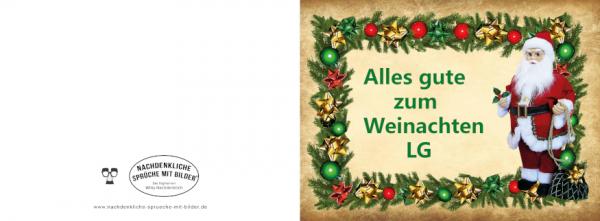 Grußkarte "Weihnachten - Alles gute zum Weinachten"  gefalzt auf DIN A6 quer Format: 296 x 105