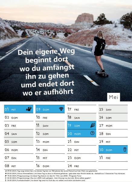 NEU! Wandkalender 2024  - Nachdenkliche Sprüche mit Bilder DIN A4